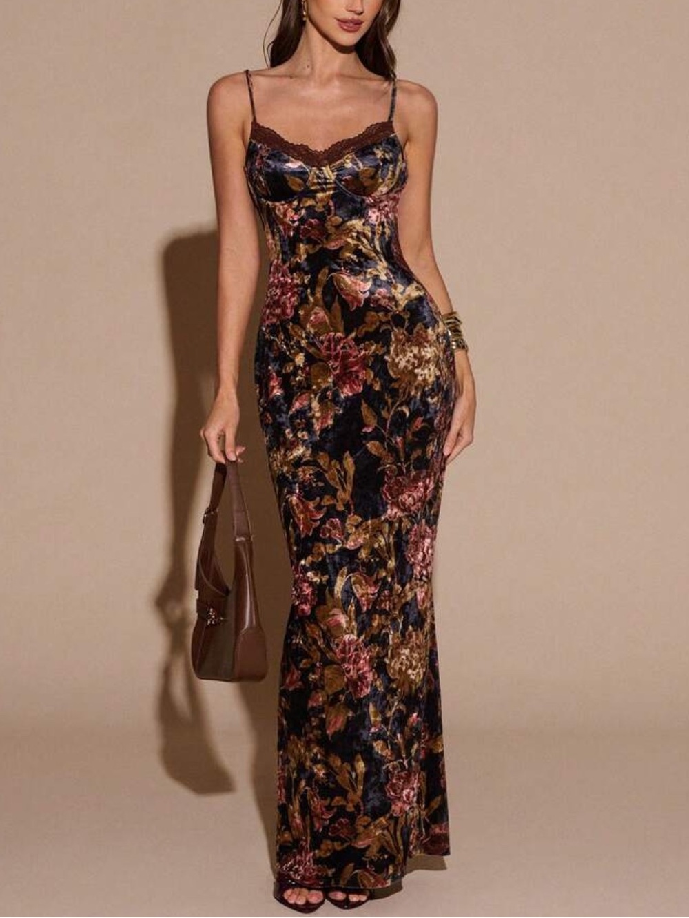 Floral Velvet Burnout Maxi Dress
